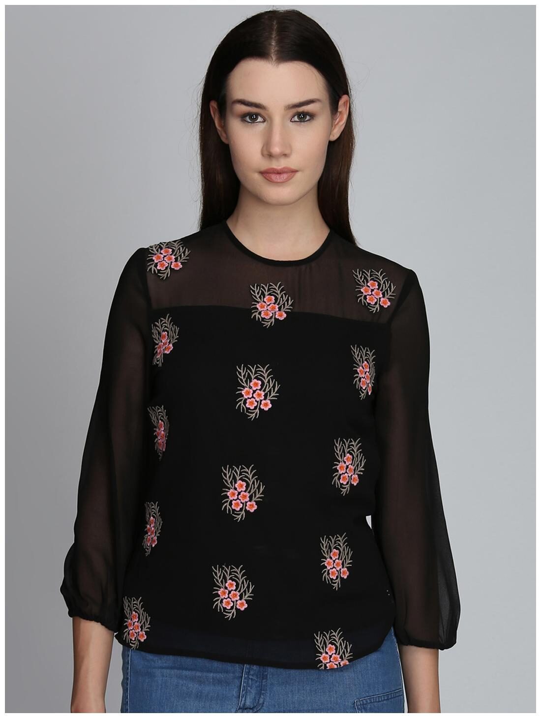 

DODO MOA Women Floral Regular top - Black