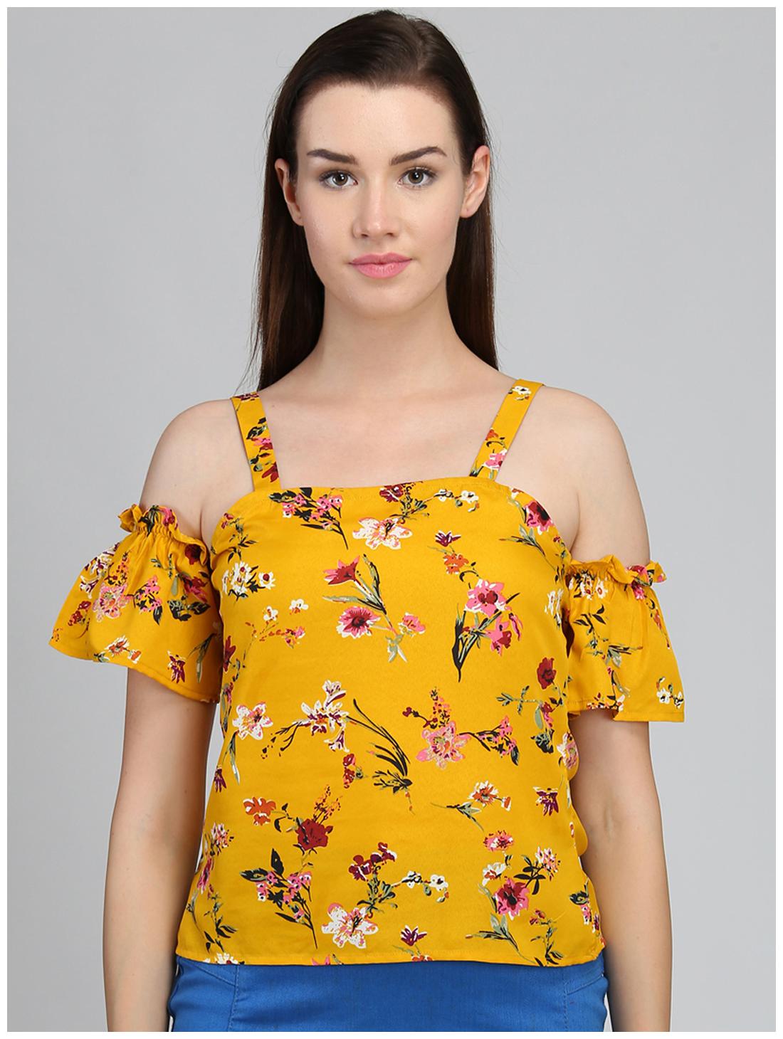 

DODO MOA Women Floral Regular top - Yellow