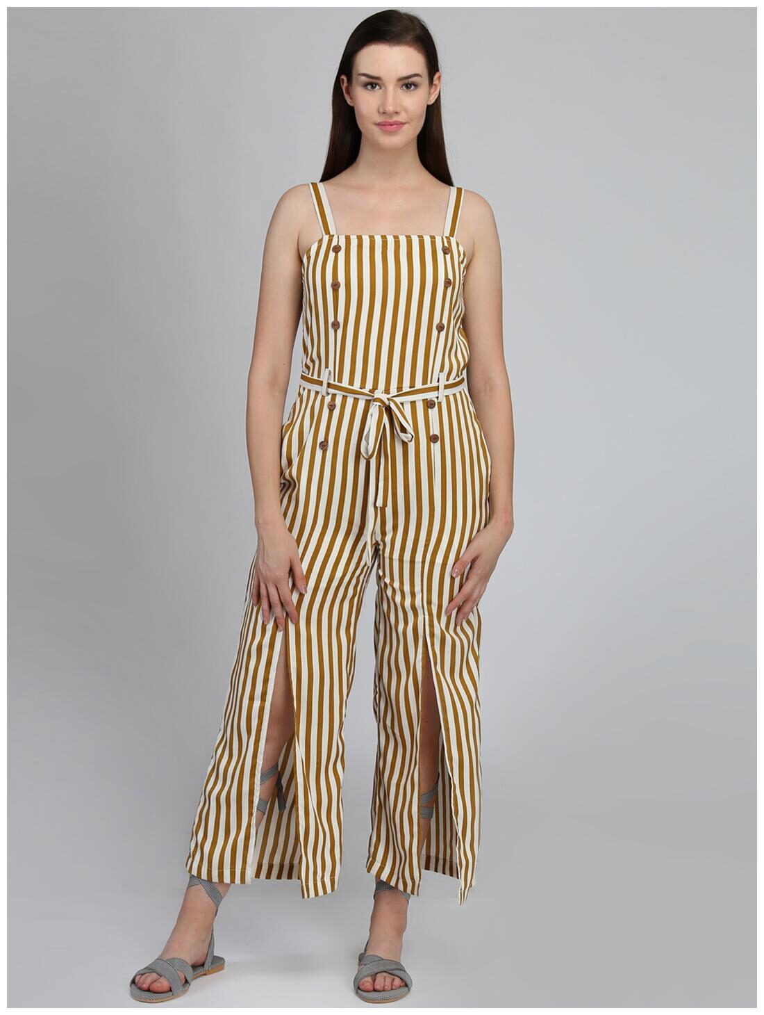 

DODO MOA Striped Jumpsuit - Yellow White