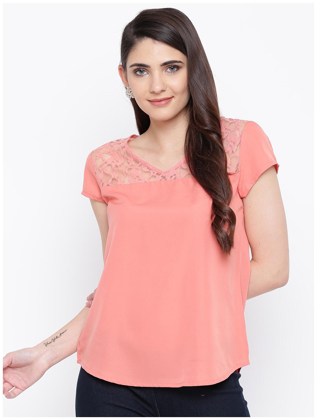 

DODO MOA Women Solid Regular top - Peach