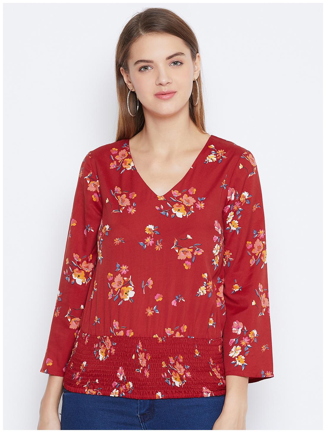 

DODO MOA Women Floral Regular top - Red