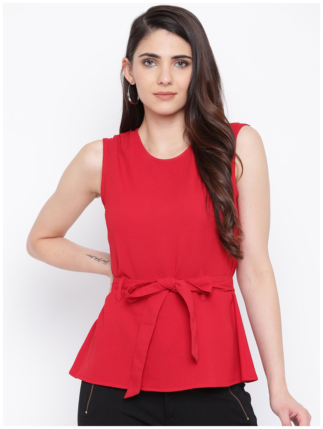 

DODO MOA Women Solid Regular top - Red