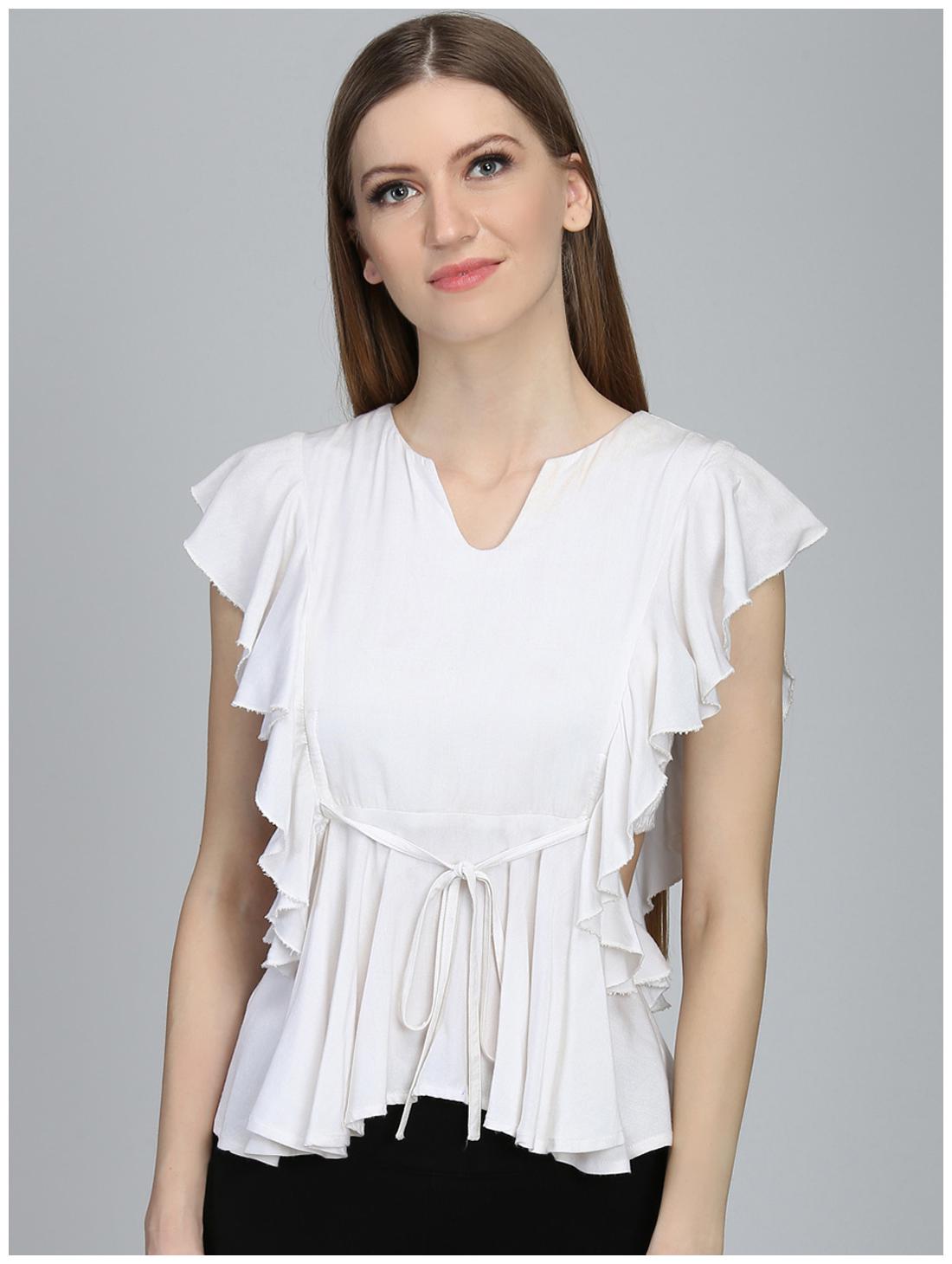 

DODO MOA Women Solid Regular top - White