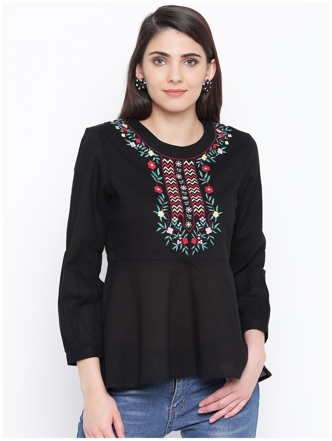 

DODO MOA Women Floral Regular top - Black