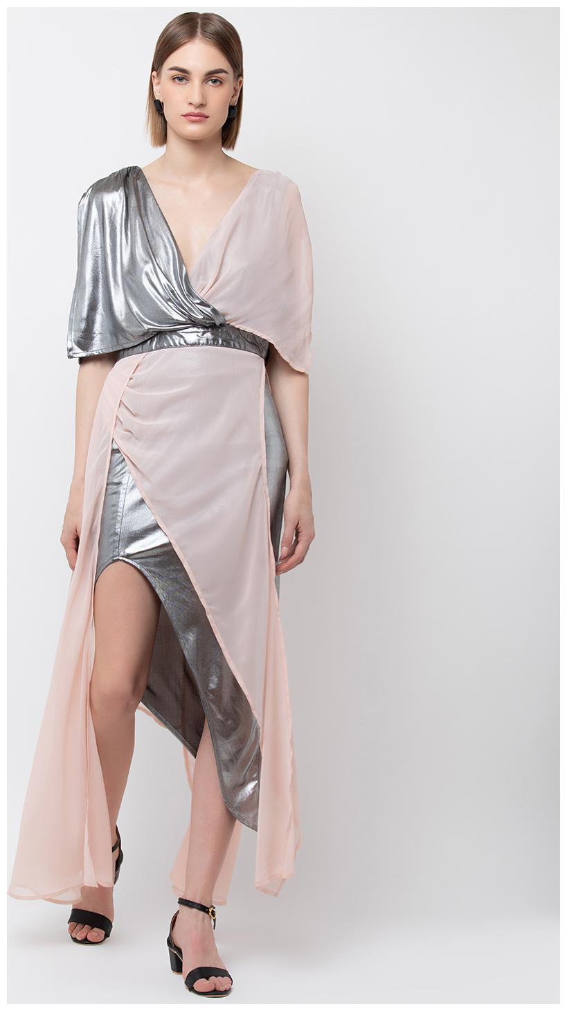

DODO MOA Silver Self design Wrap dress