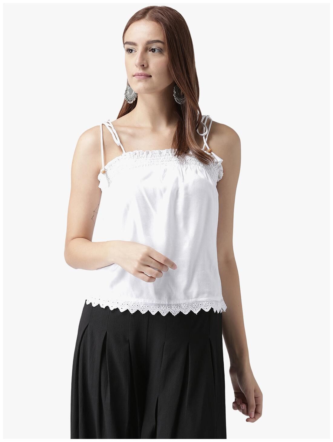 

DODO MOA Women Solid Regular top - White