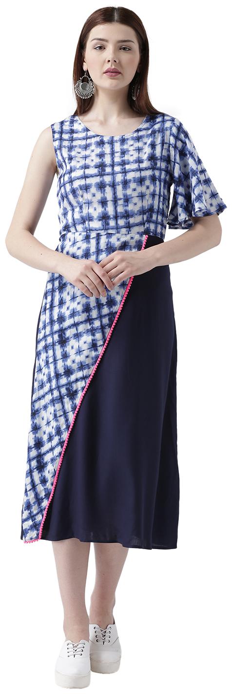 

DODO MOA Blue Printed A-line dress