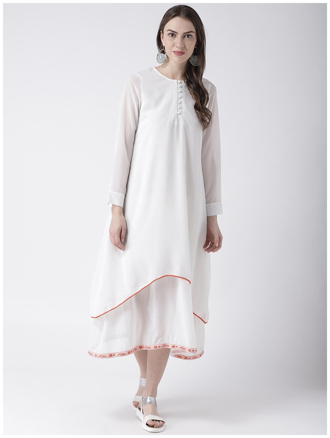 

DODO MOA Women Polyester Solid A-line Dress White