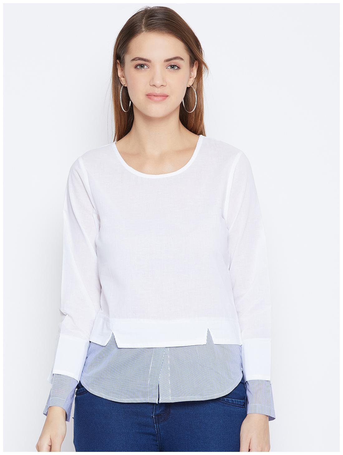 

DODO MOA Women Solid Regular top - White