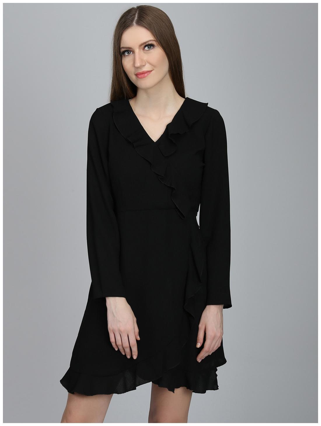 

DODO MOA Black Solid Fit flare dress
