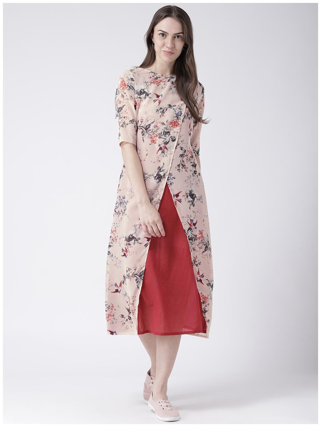 

DODO MOA Orange Printed A-line dress