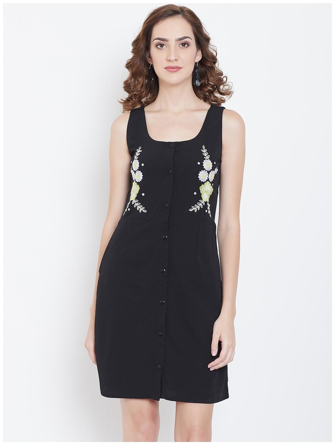 

DODO MOA Black Solid A-line dress