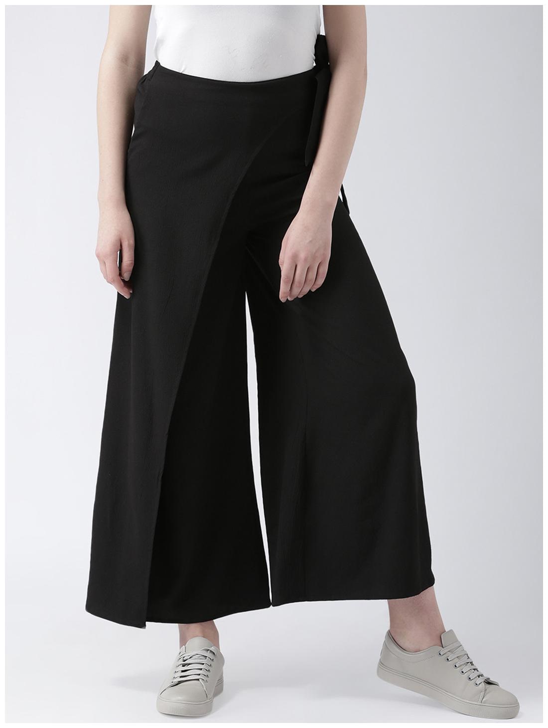 

DODO MOA Women Polyester Solid Palazzos Black