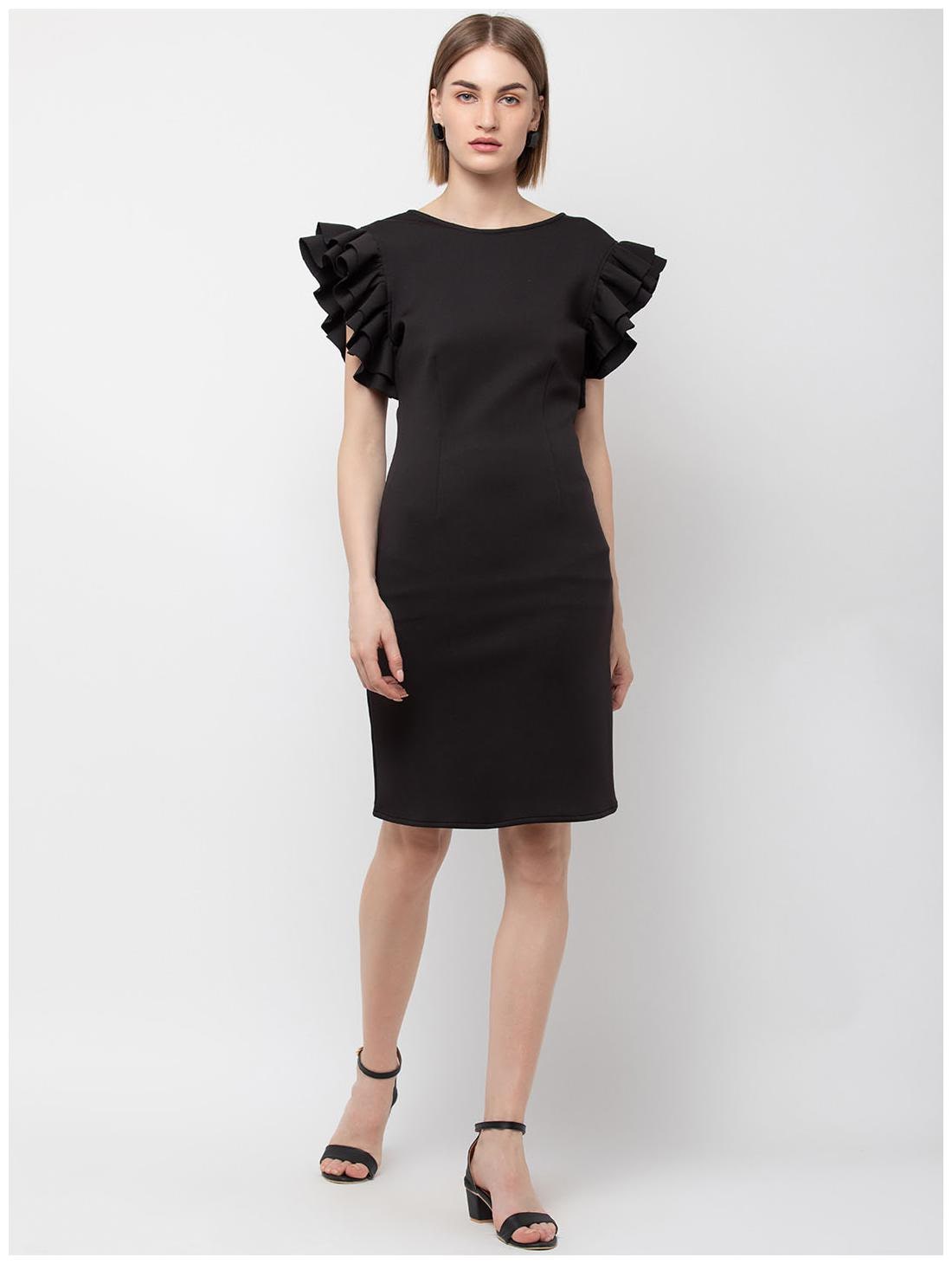 

DODO MOA Black Solid Sheath dress