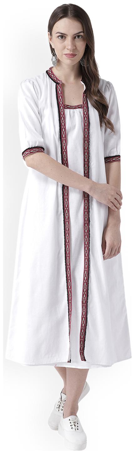 

DODO MOA White Solid A-line dress