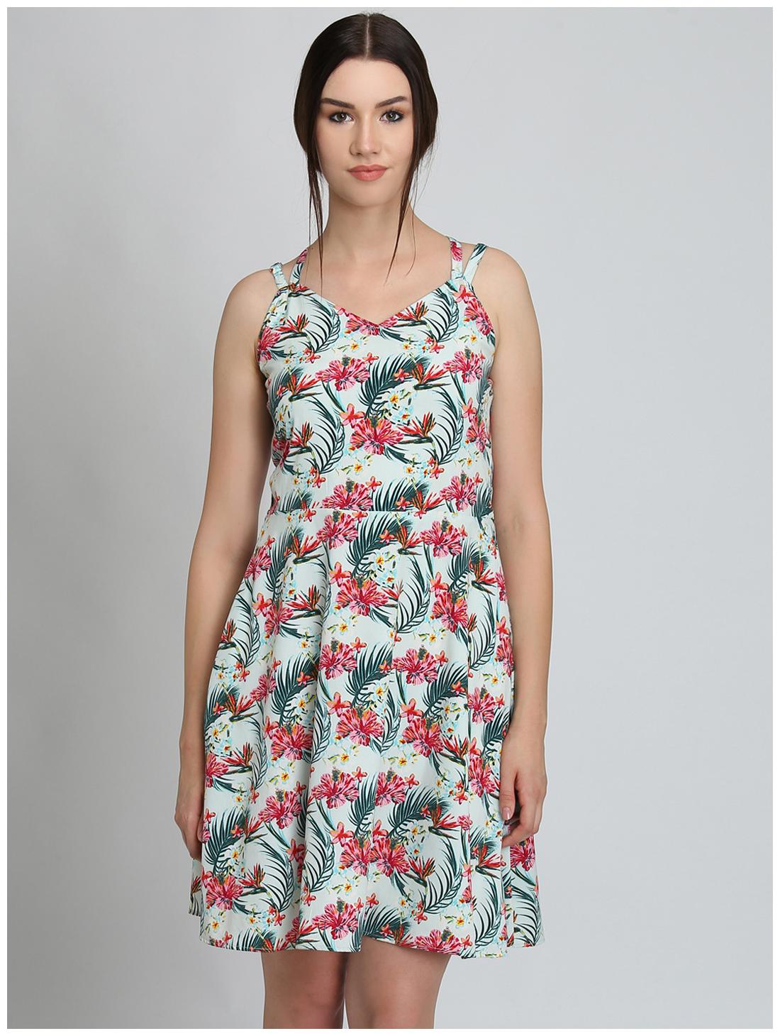 

DODO MOA Blue Printed Fit flare dress