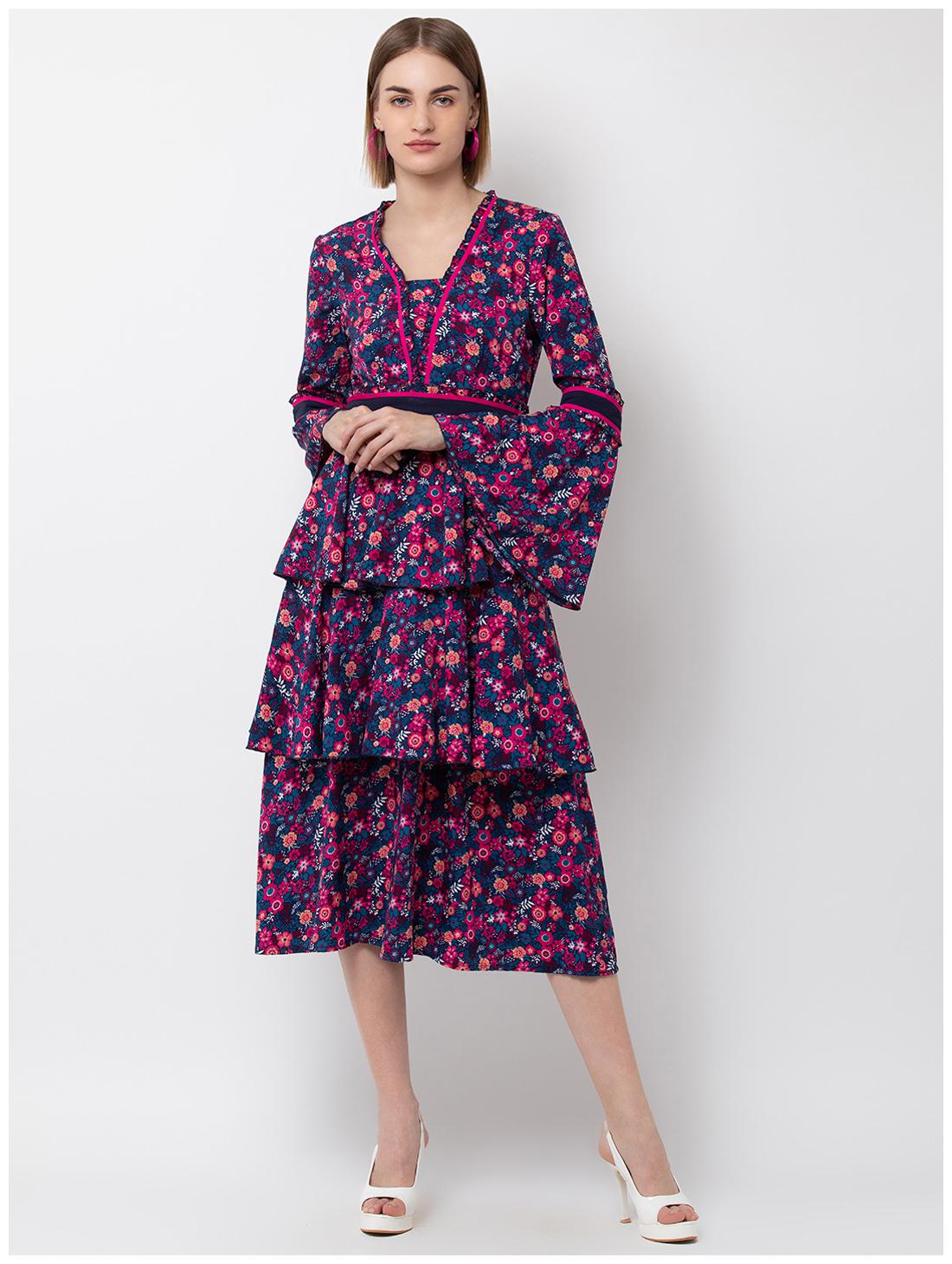 

DODO MOA Green Printed Fit flare dress