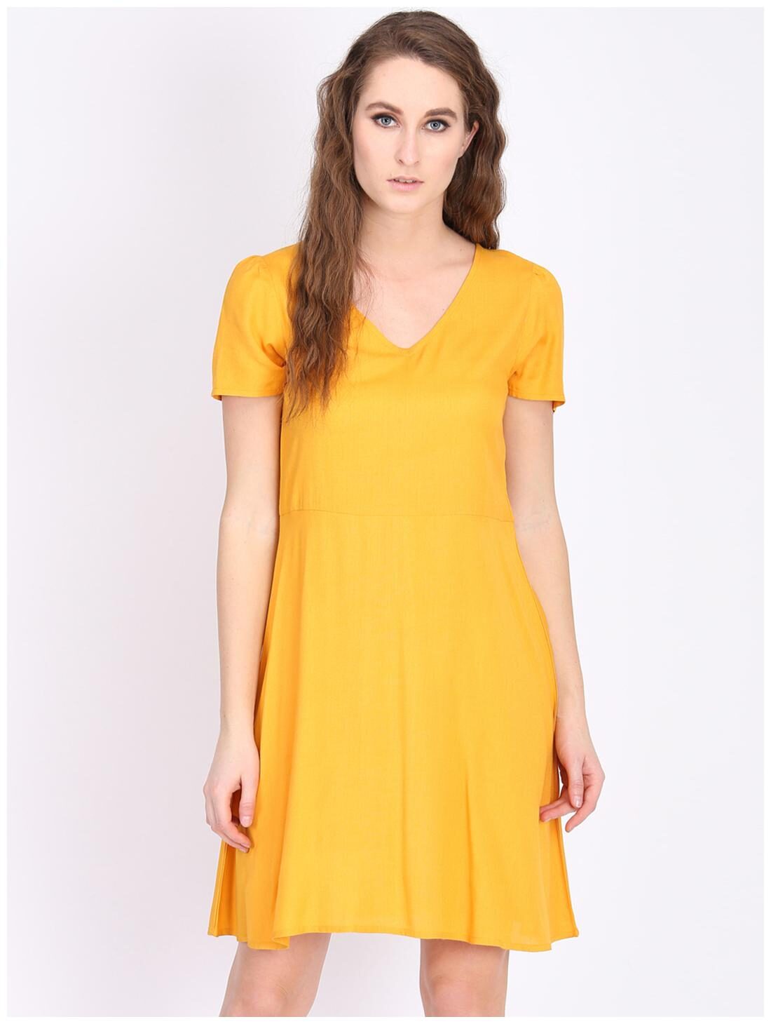

DODO MOA Yellow Solid A-line dress