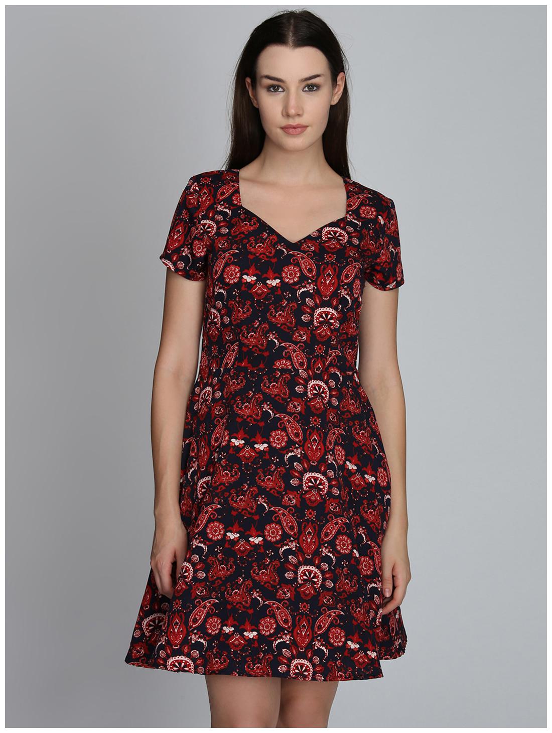 

DODO MOA Black Printed Fit flare dress