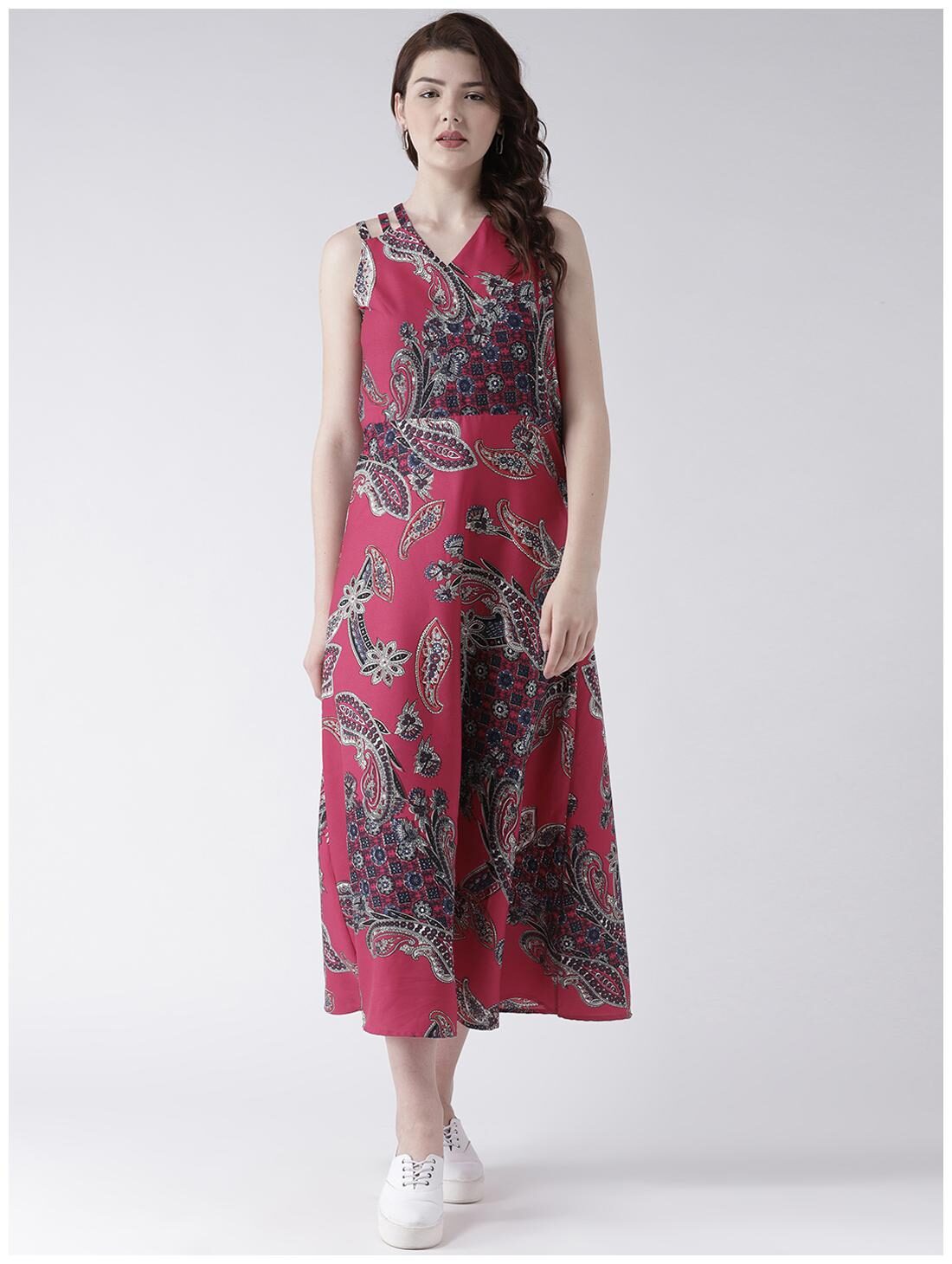 

DODO MOA Pink Printed Fit flare dress