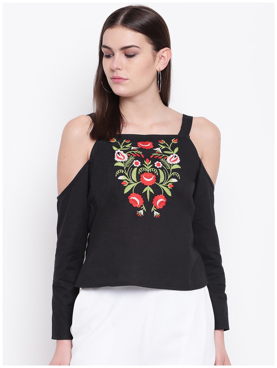 

DODO MOA Women Floral Regular top - Black