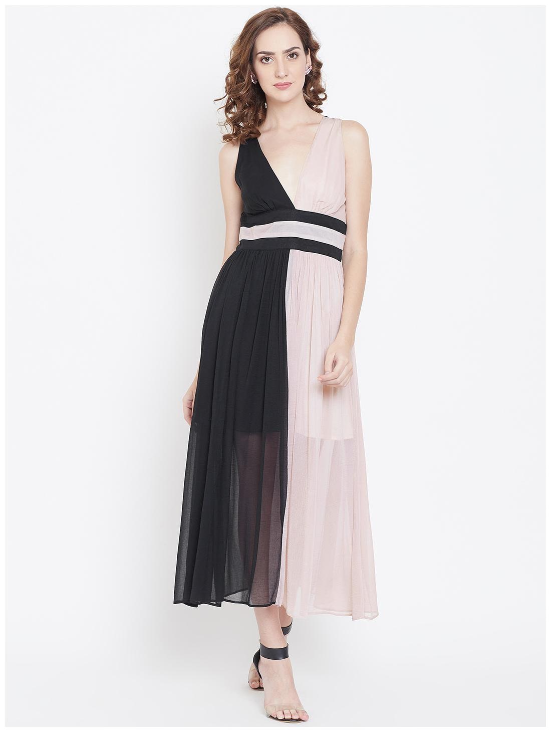 

DODO MOA Black Colorblocked Maxi dress