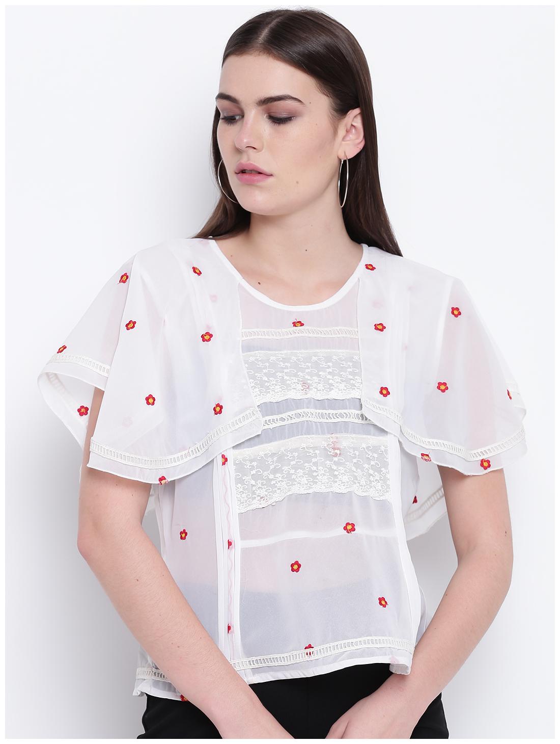 

DODO MOA Women Embellished Regular top - White