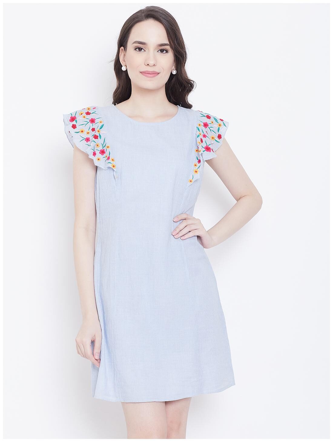 

DODO MOA Blue Striped A-line dress