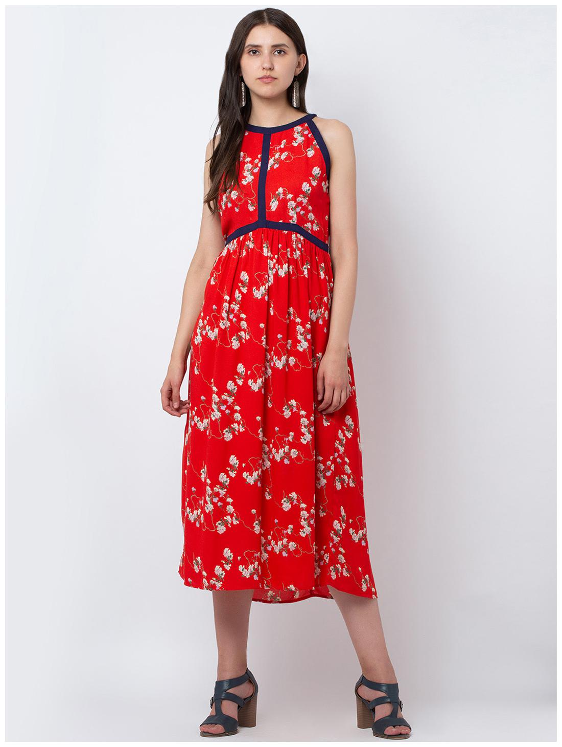 

DODO MOA Red Floral Fit flare dress