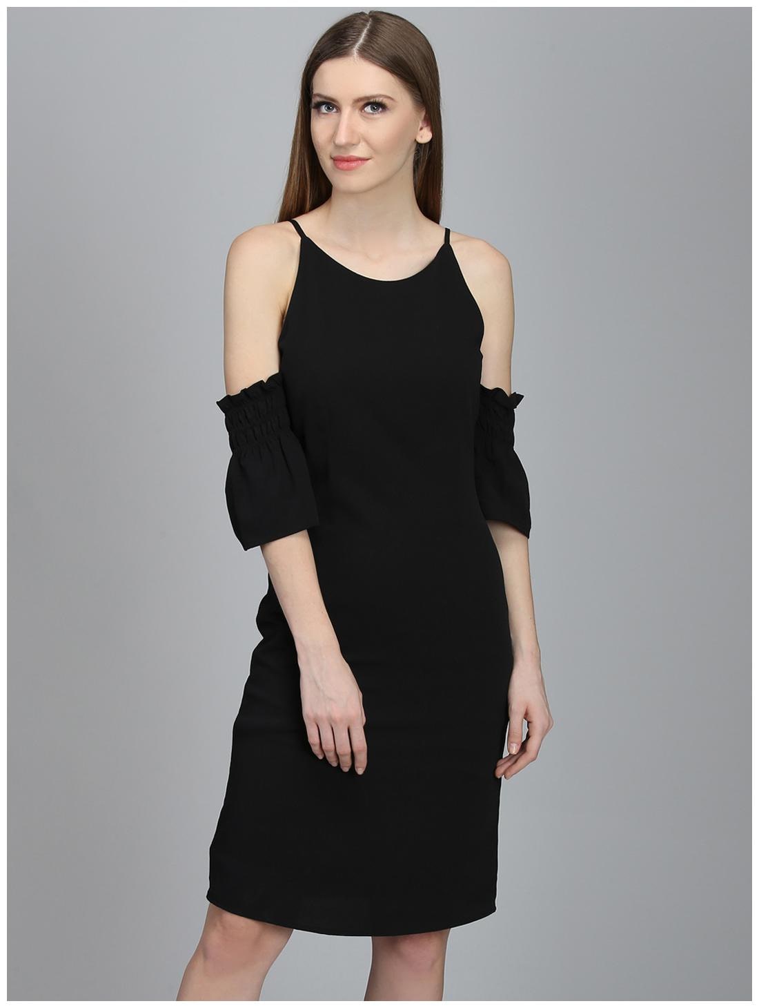 

DODO MOA Black Solid Sheath dress