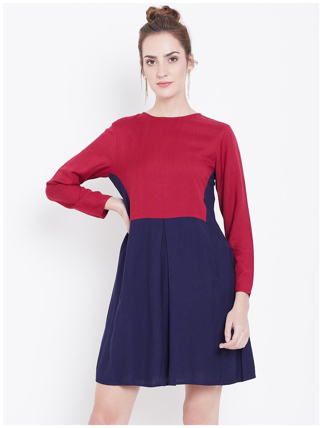 

DODO MOA Blue Colorblocked A-line dress