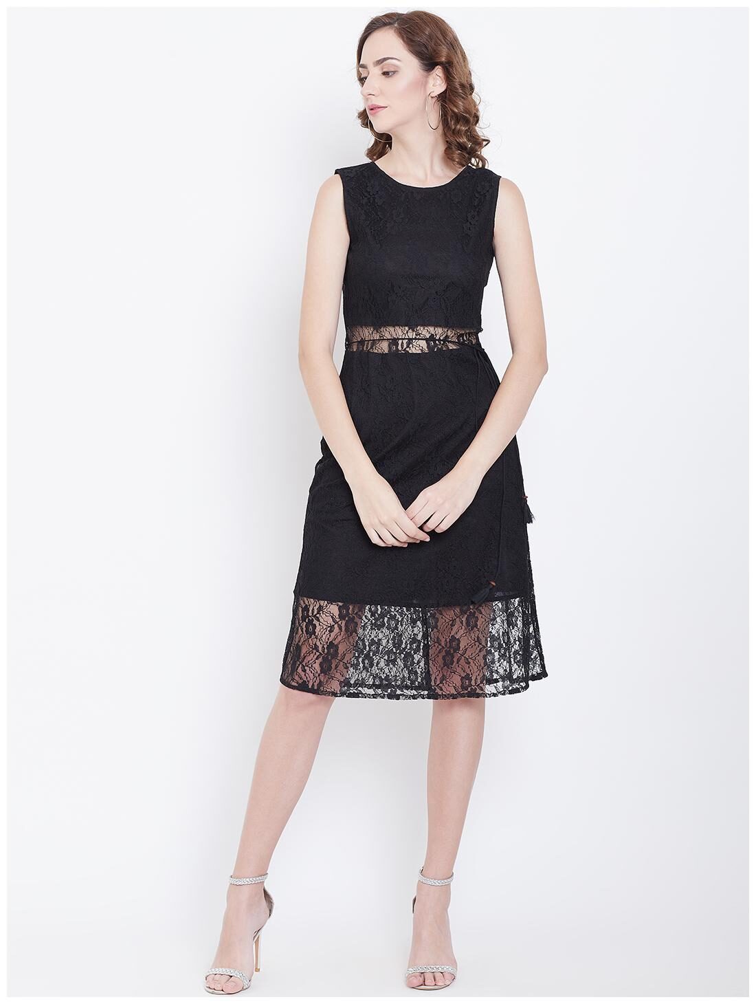 

DODO MOA Black Self design A-line dress