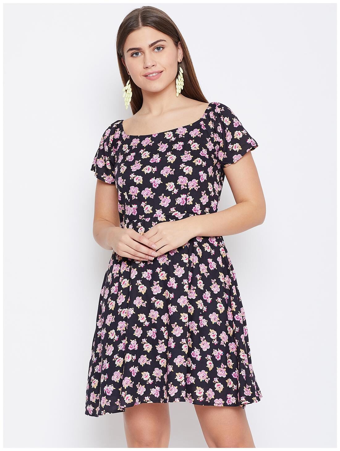 

DODO MOA Blue Printed Fit flare dress