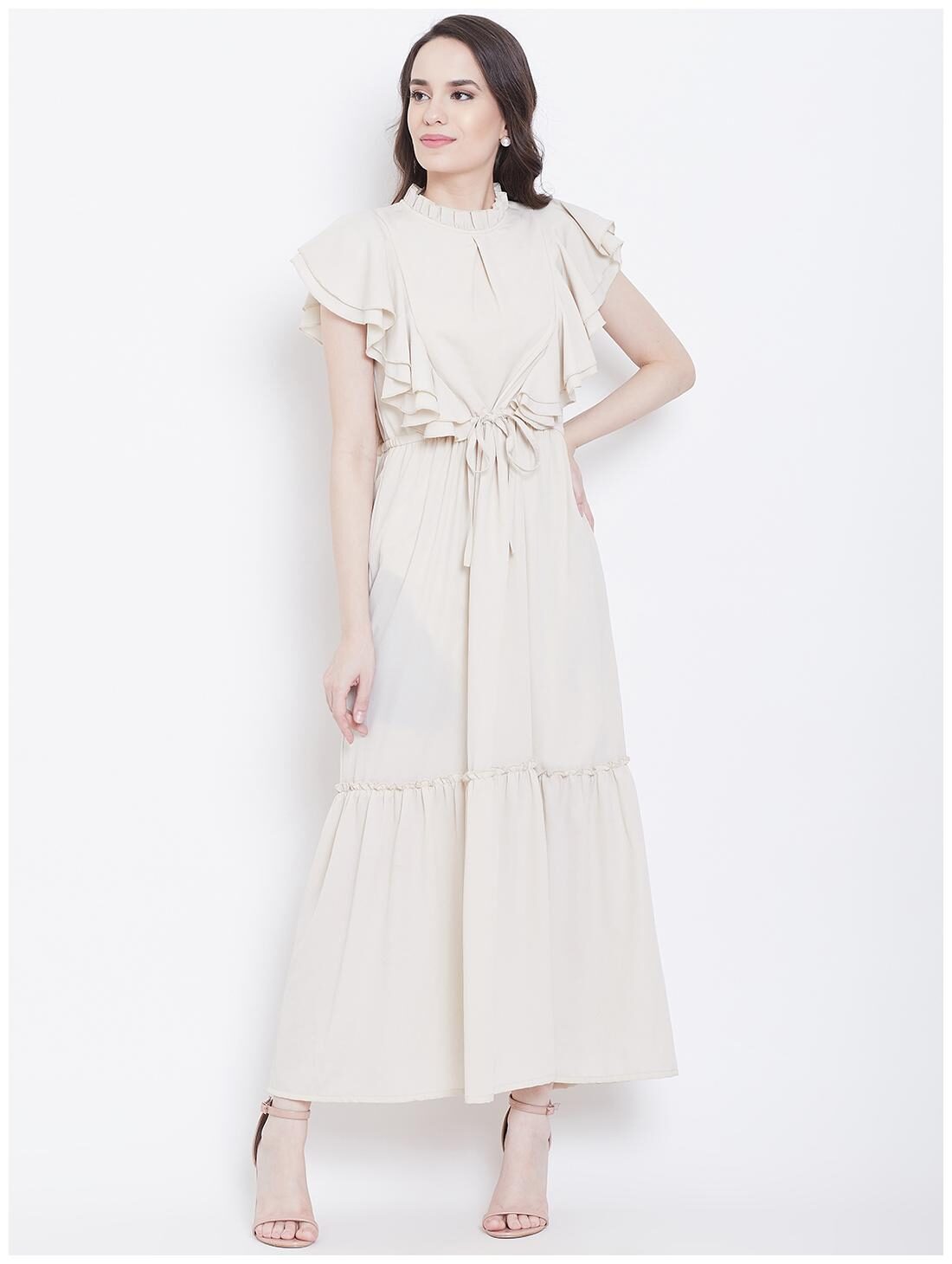 

DODO MOA White Solid Maxi dress