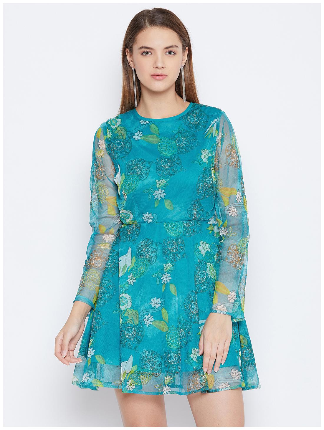 

DODO MOA Blue Floral Fit flare dress