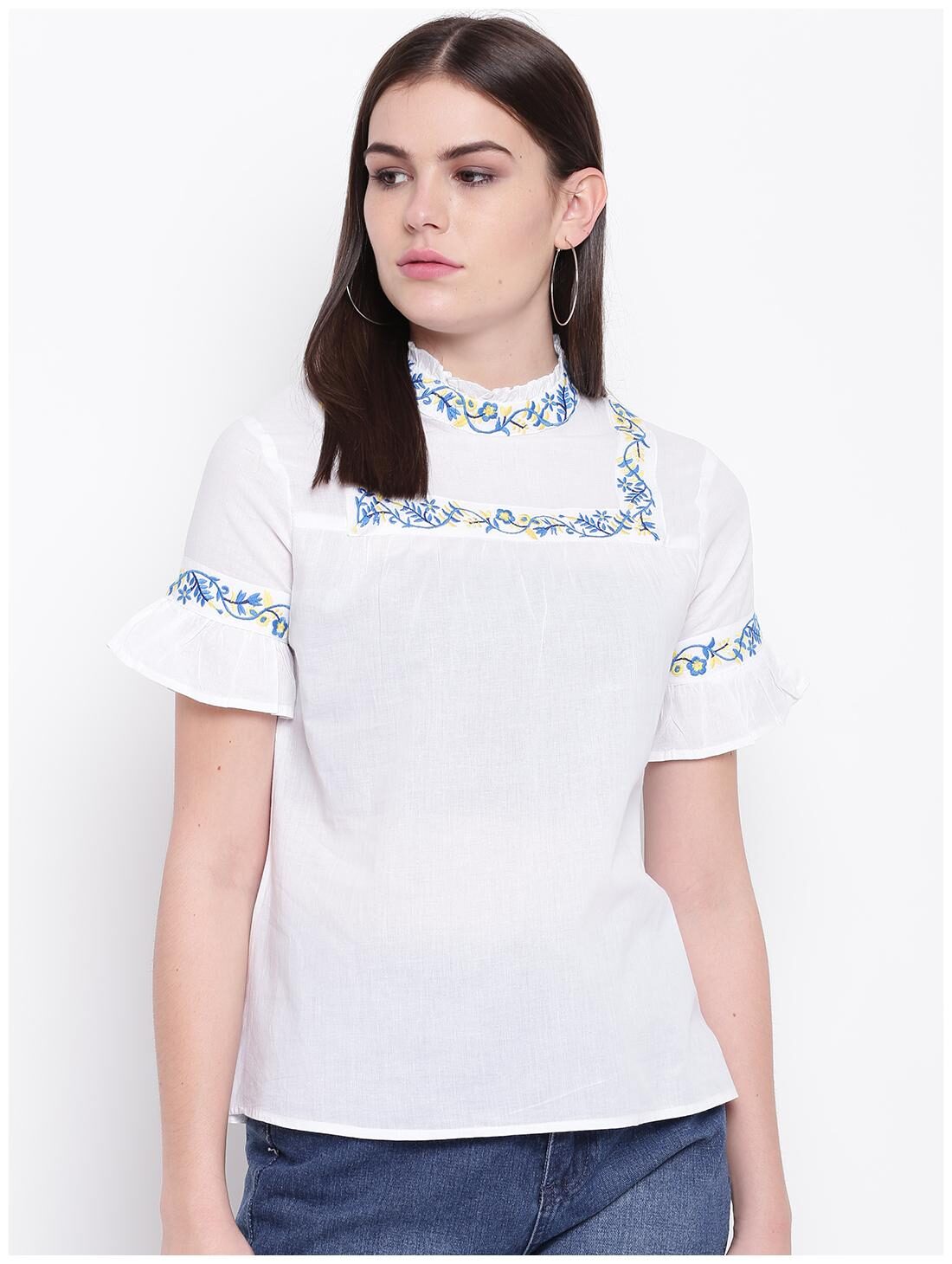

DODO MOA Women Solid Regular top - White