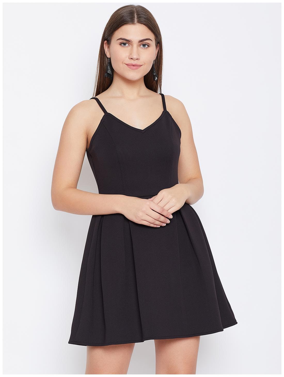 

DODO MOA Black Solid Fit flare dress