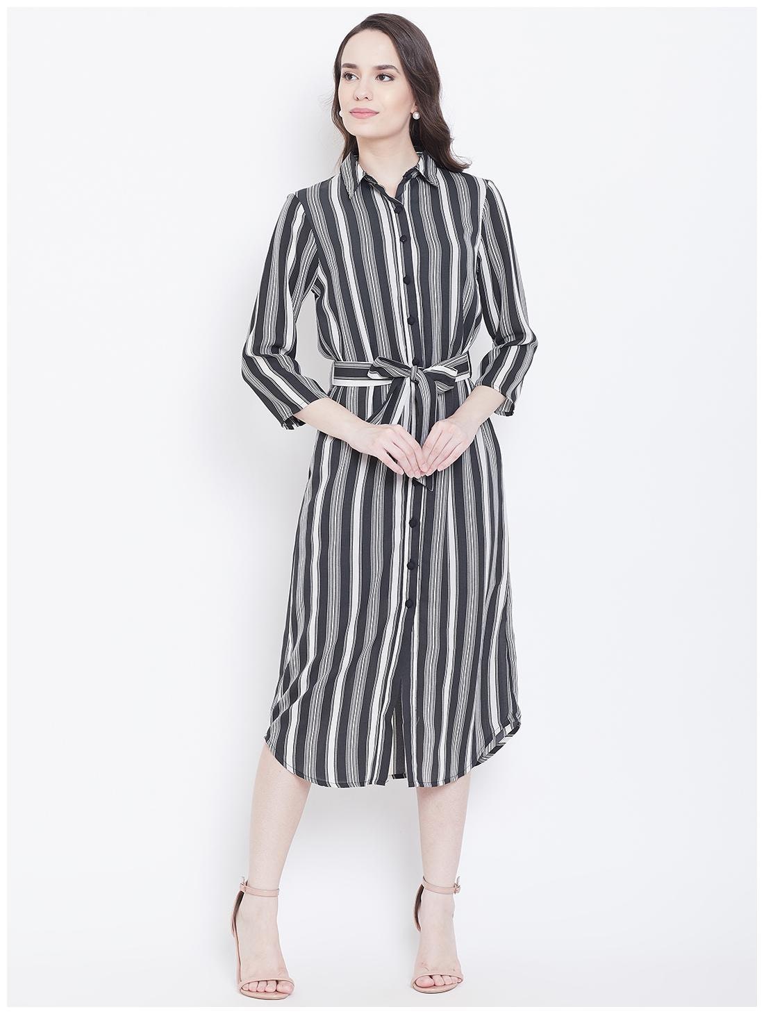 

DODO MOA Black Striped Shirt dress