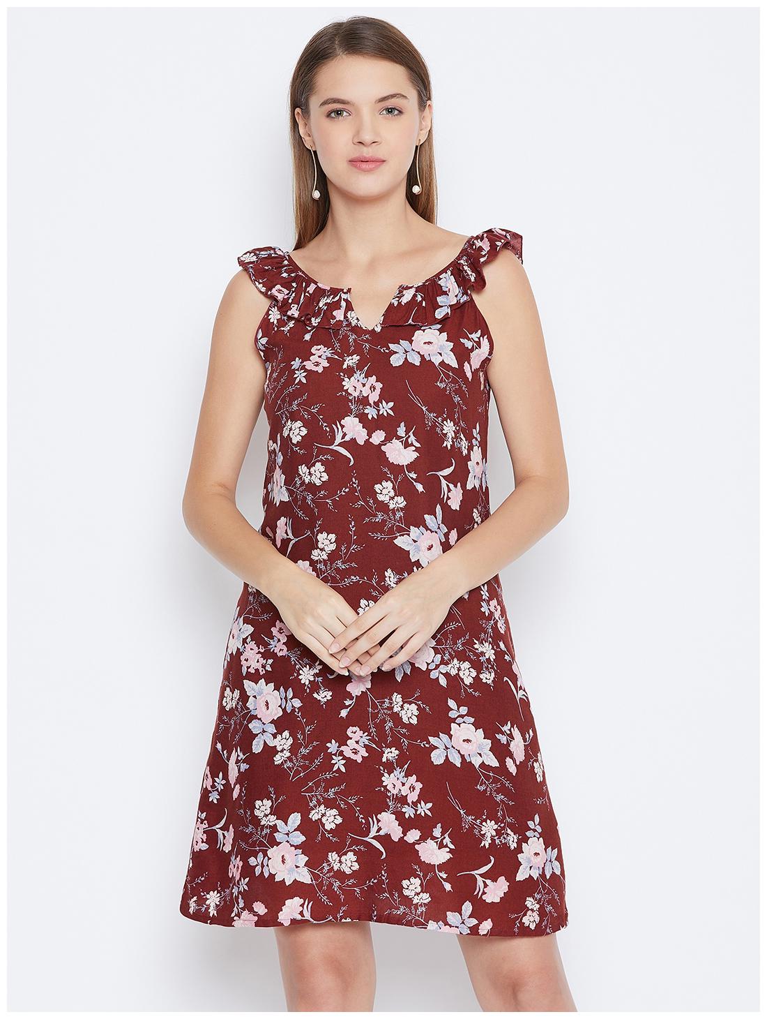 

DODO MOA Rust Printed A-line dress