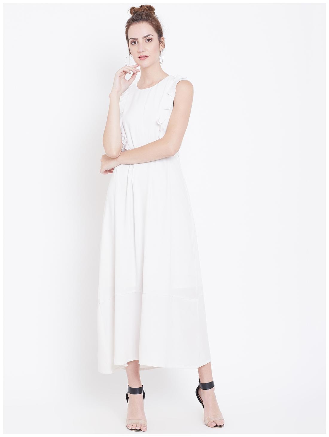 

DODO MOA White Solid Maxi dress