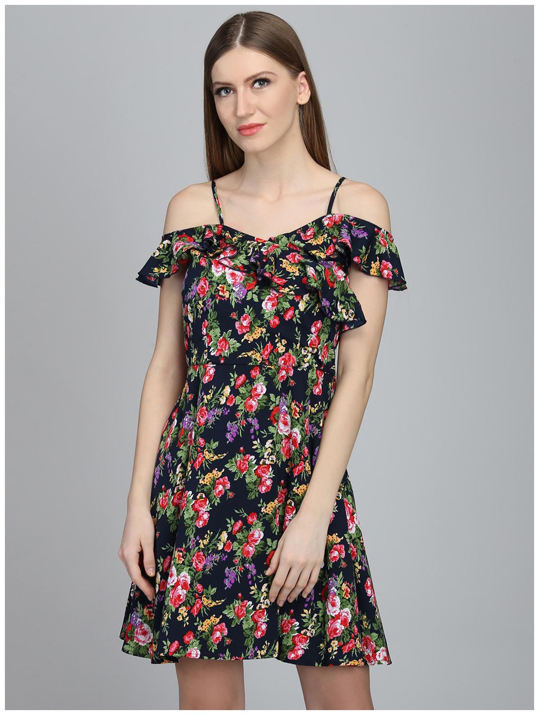 

DODO MOA Blue Printed Fit flare dress