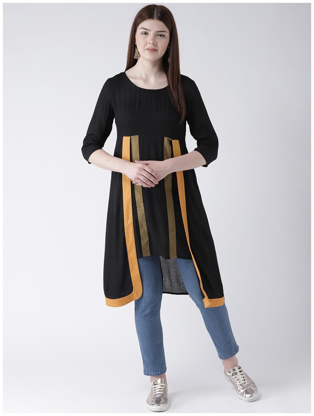 

DODO MOA Women Viscose Solid Empire Dress Black
