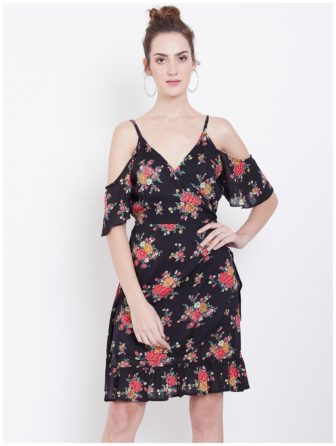 

DODO MOA Black Printed Wrap dress