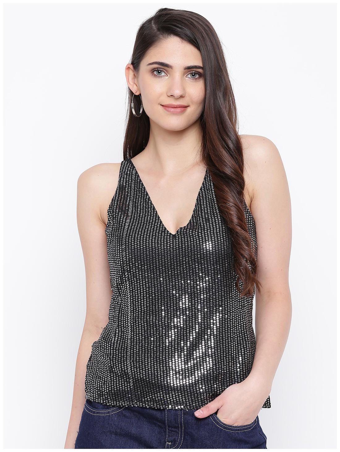 

DODO MOA Women Embellished Regular top - Black