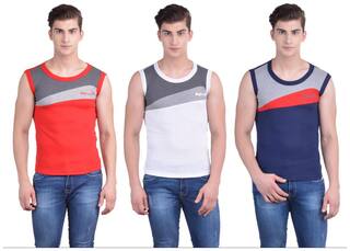 Dollar Bigboss Multi colour Men's Sports Vest-BB13-Pack of 3Pcs