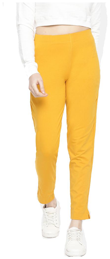 

Dollar Missy Women Cotton Solid Mustard Cigarette Trousers
