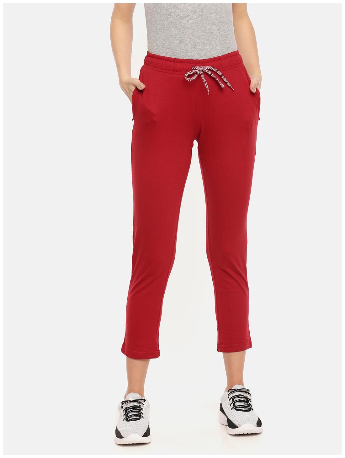 

Dollar Missy Women Slim fit Cotton Solid Track pants - Red