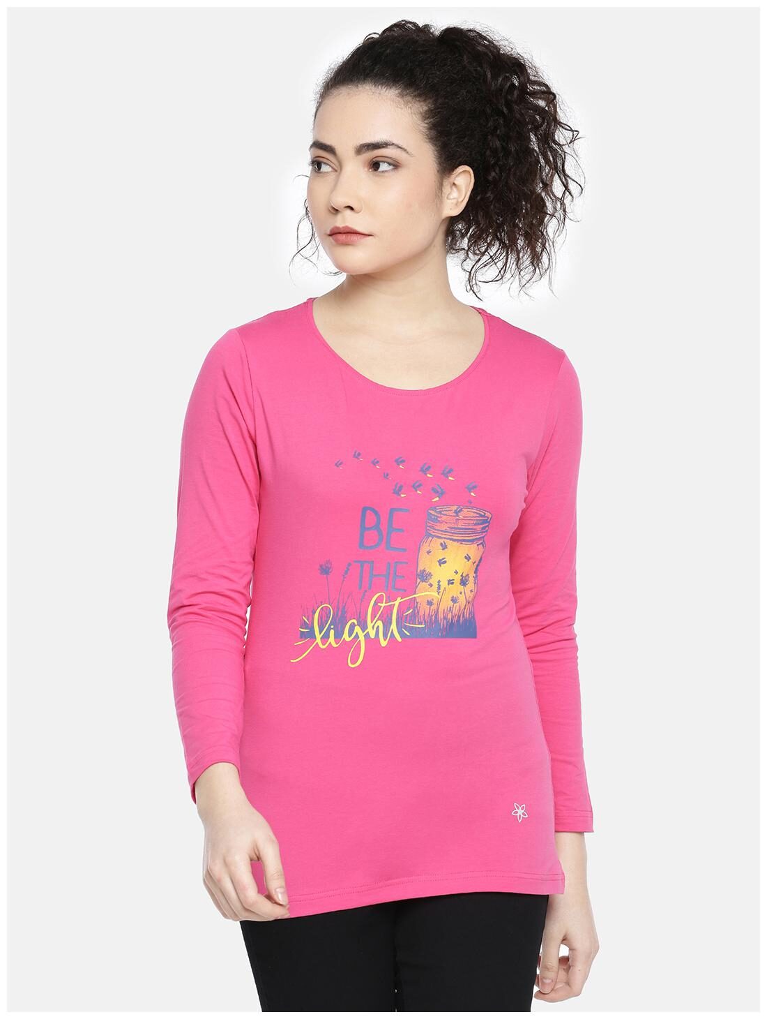 

Dollar Missy Women Pink Slim fit Round neck Cotton T shirt
