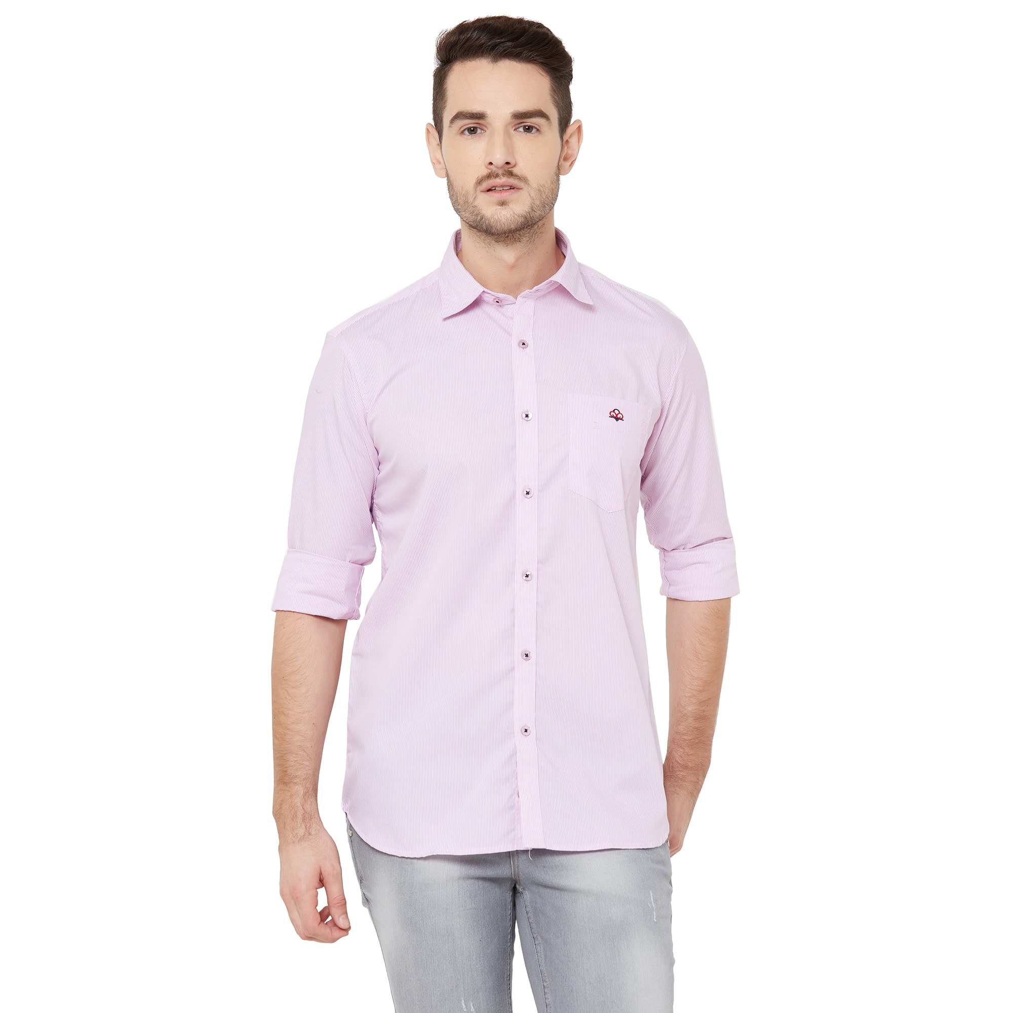 

DONZELL Men Cotton Striped Pink Casual Shirt
