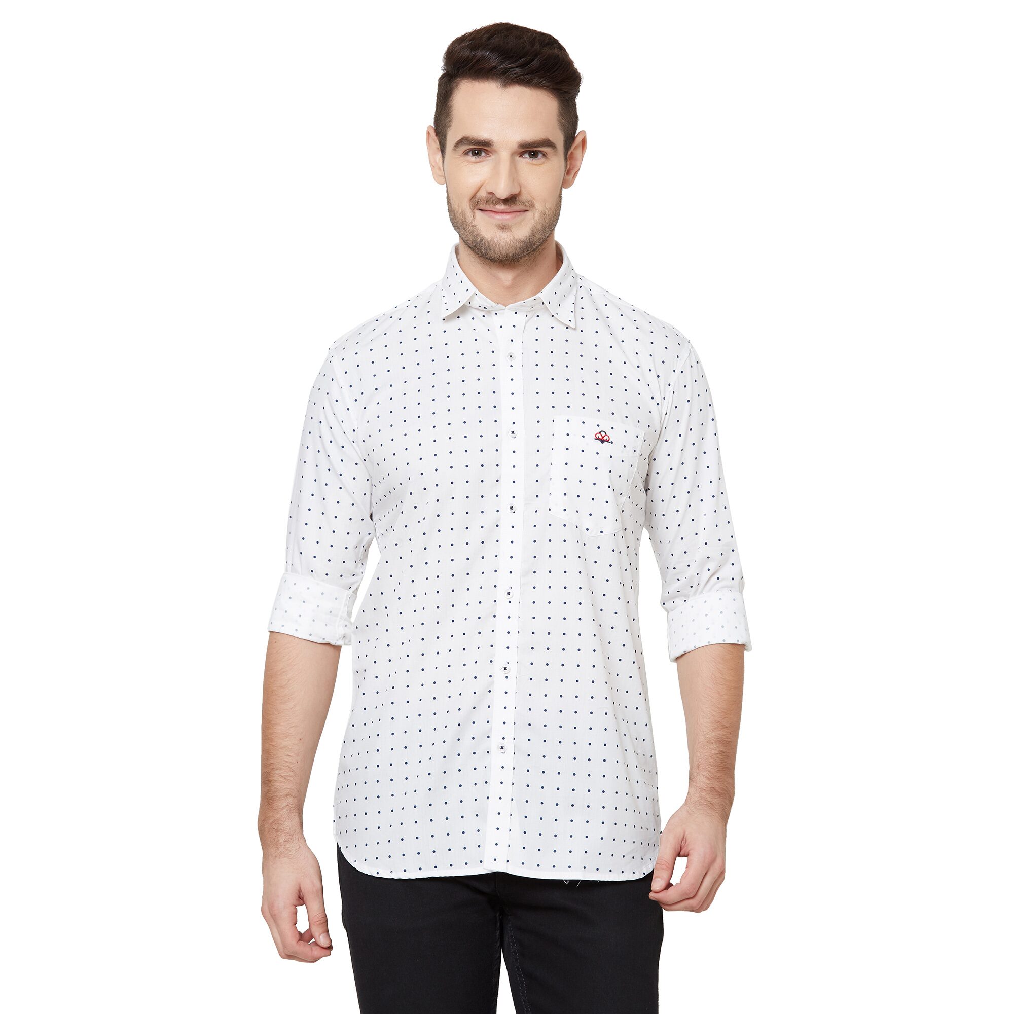 

DONZELL Men White Polka Dots Regular Fit Casual Shirt